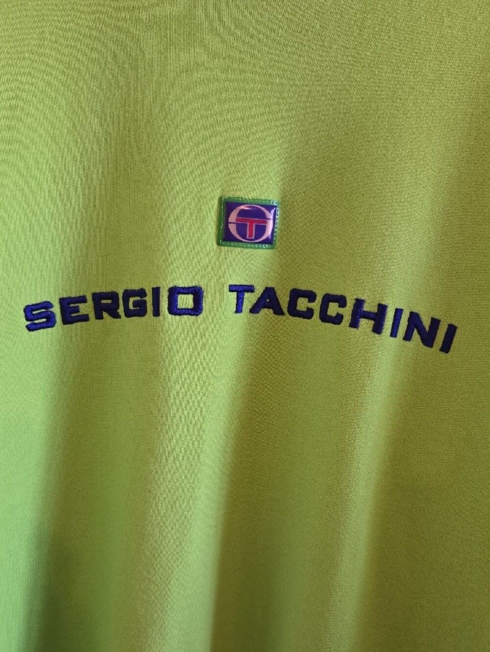 Sergio Tacchini Lime Green Sweatshirt with Blue Trim - XL - Picture 2 of 13